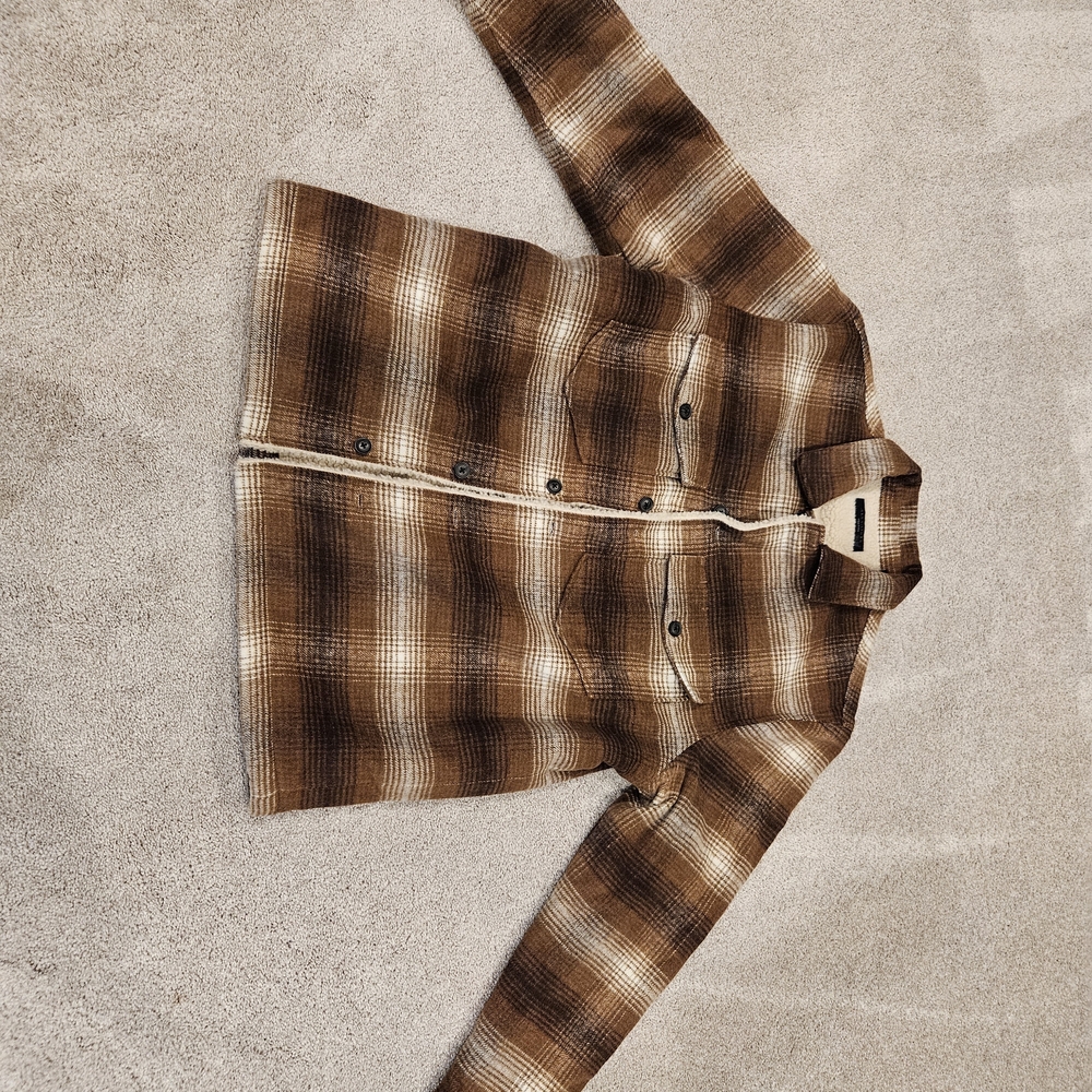 All Saints. Brown Plaid Button-Up Shirt